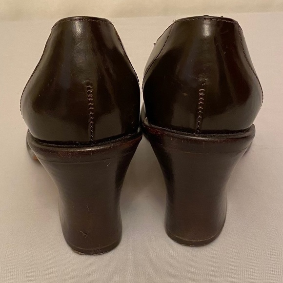 KENNETH COLE Leather Brazil Chunky Block Heel Pumps Shoes Brown Academia Sz  6.5 - Picture 4 of 12